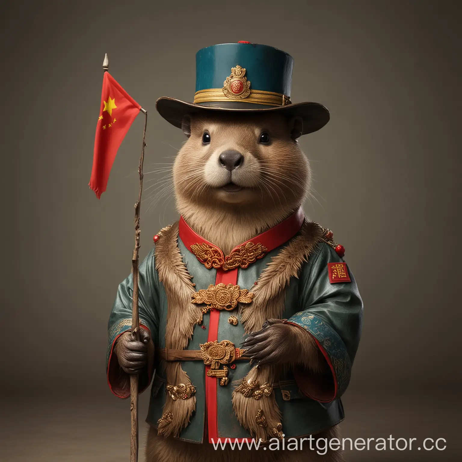 Beaver-Impersonating-Chinese-Party-Official-Political-Satire-Digital-Art