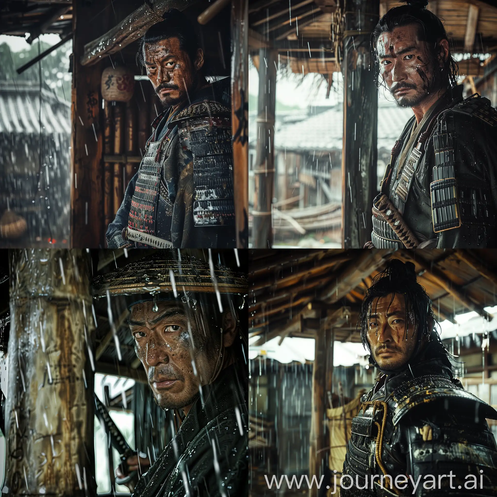 Samurai-Warrior-in-Rainy-Shack-Portrait