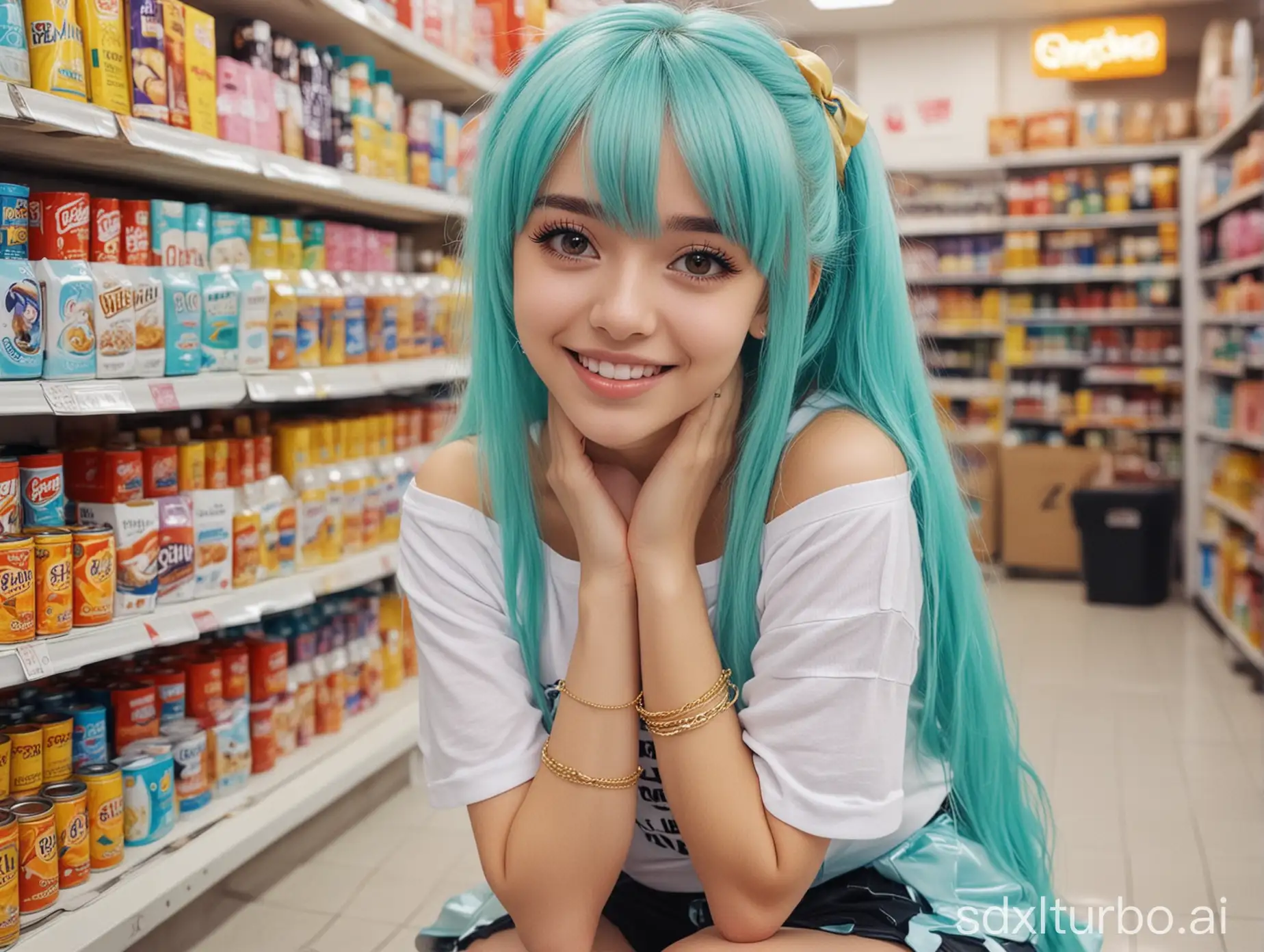 Angel-Girl-with-Aqua-Hair-Squatting-in-Convenience-Store-Castle
