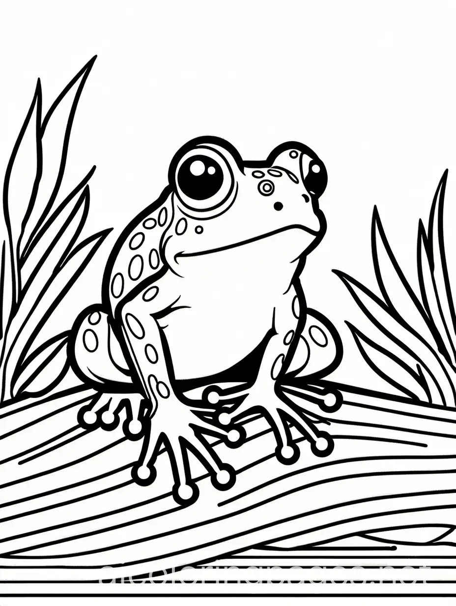 loepard frog, coloring page, normal, thin lines, ample white space, Coloring Page, black and white, line art, white background, Simplicity, Ample White Space. The background of the coloring page is plain white to make it easy for young children to color within the lines. The outlines of all the subjects are easy to distinguish, making it simple for kids to color without too much difficulty