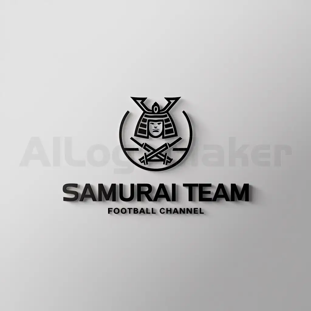 a logo design,with the text "SAMURAI TEAM", main symbol:emblem for football channel in samurai theme with samurai in the center,Minimalistic,clear background