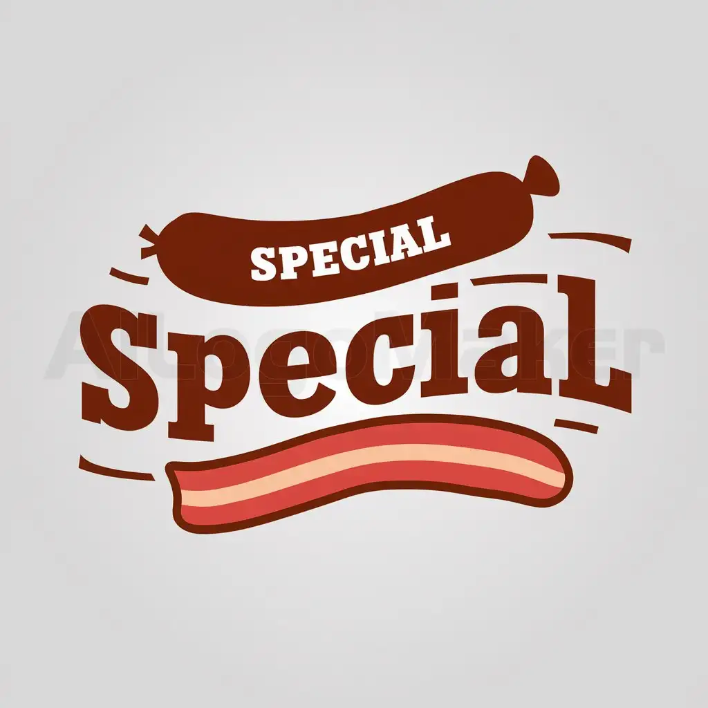 a logo design,with the text "special", main symbol:sausage, bacon,Moderate,be used in food industry,clear background