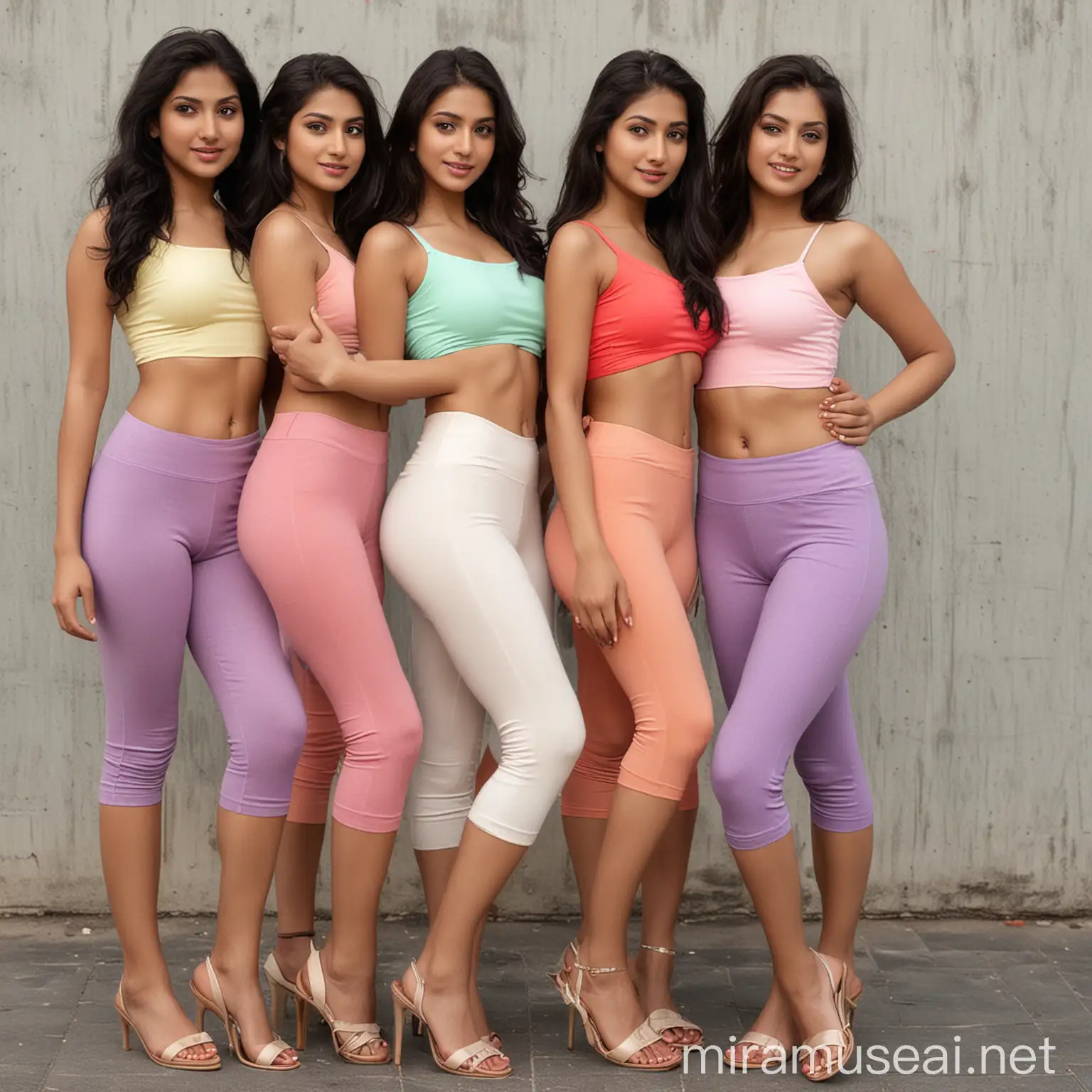 group of sexy indian girls wearing cotton SEAMLESS CAPRI