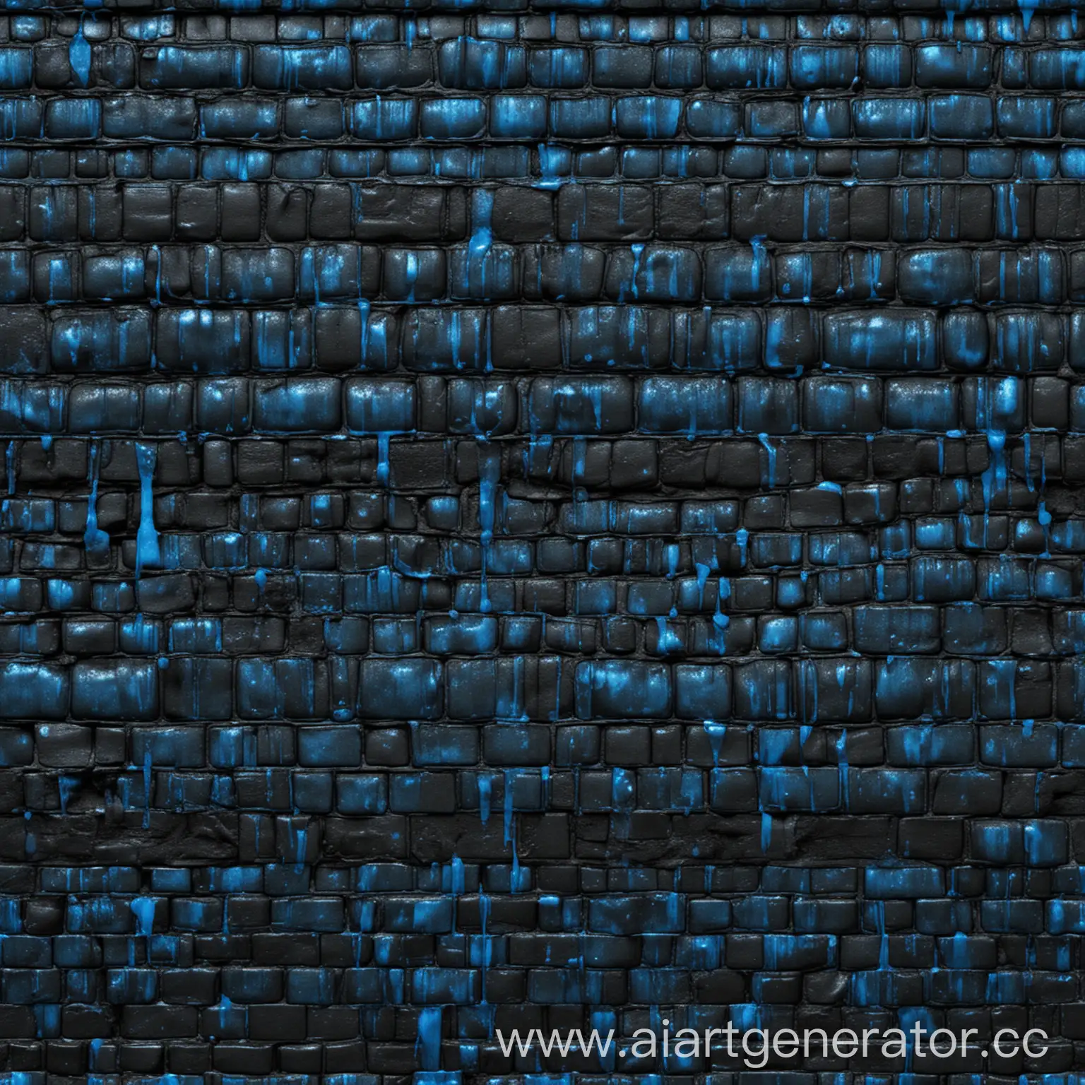 black brickwall with blue liquid oozing out texture seamless