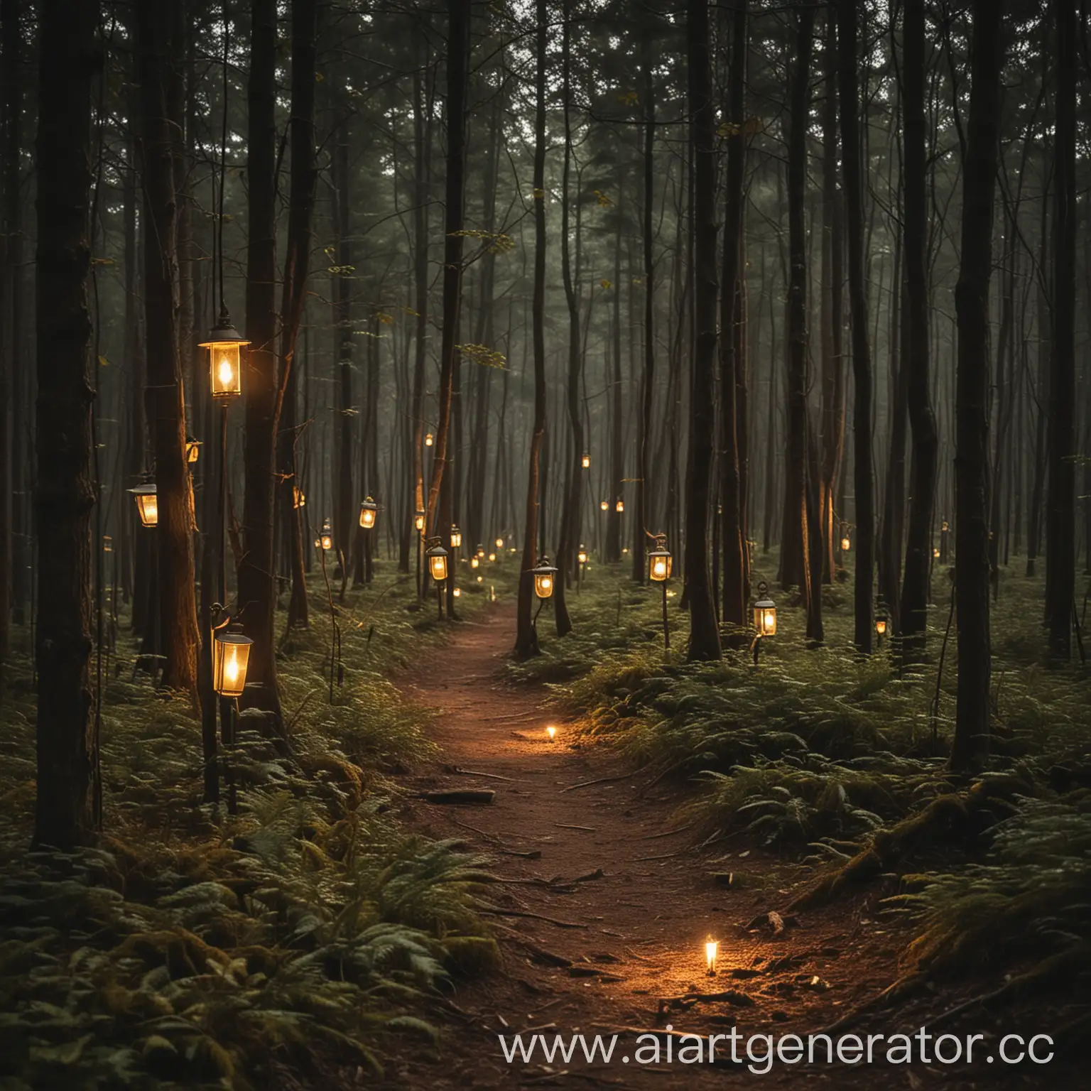 Enchanted-Forest-with-Illuminated-Lamps