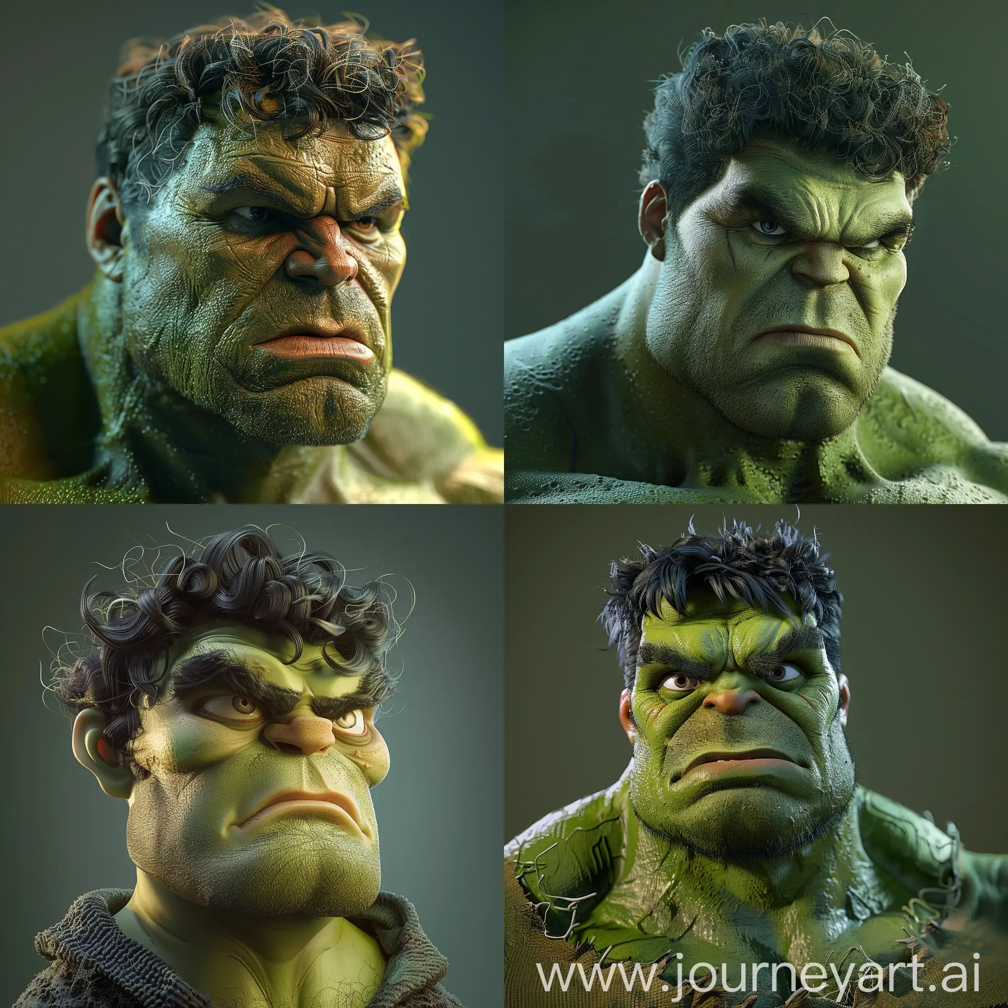 A Pixar style portrait of the character [hulk] from the series Game of Thrones, rendered in 3D in the style of Pixar. 