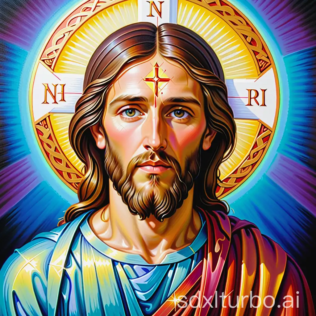 Christ is Risen, Icon painter, the advent of Christ to save the people, diamond processing, bright colors, precise drawing of contours of details with gel pens, shading with colored pencils, hyper-detailing, HDRi, 3d, hyper-realism, high-quality resolution, 1024k, 128mp,