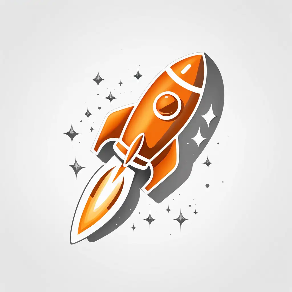 Simple Orange Rocket Icon on White Background