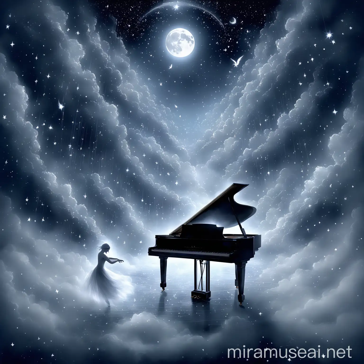 Ethereal Piano Melodies Enchanting Dance of Dreams and Music