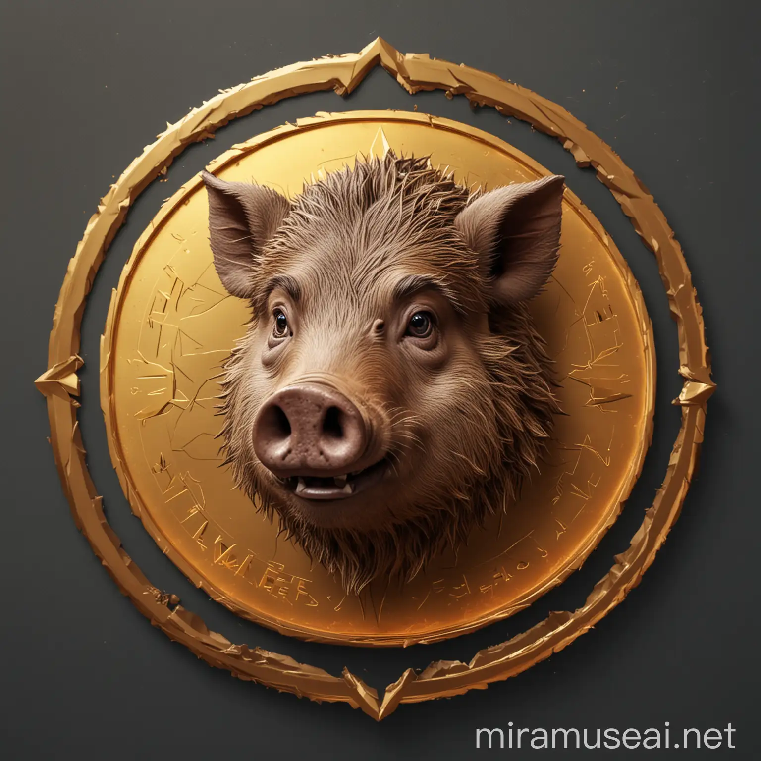 Make a logo for the channel, which will depict a boar with cryptocurrency.  Make it very realistic. Make a realistic boar and cryptocurrency. Make a very beautiful and unusual logo.