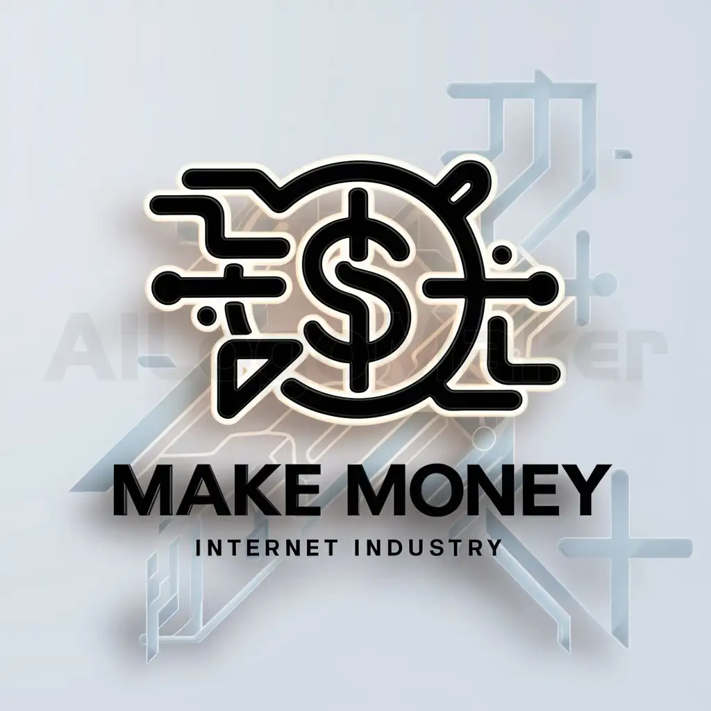 a logo design,with the text "make money", main symbol:currency,complex,be used in Internet industry,clear background