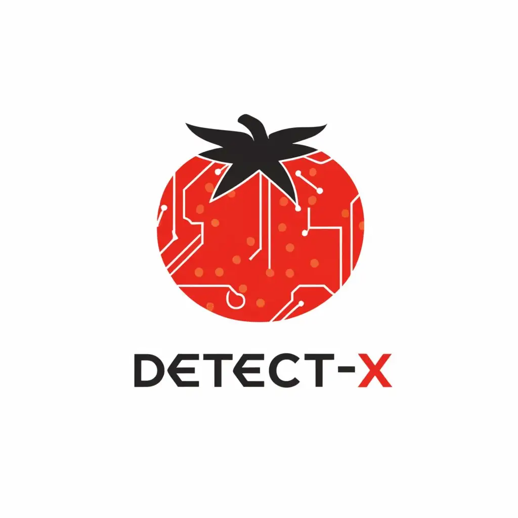 a logo design,with the text "DETECTX", main symbol:TECHNOLOGY TOMATOES,Moderate,clear background