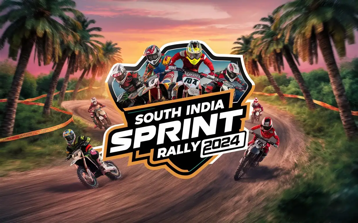 generate logo for 'south india sprint rally 2024' moto racers