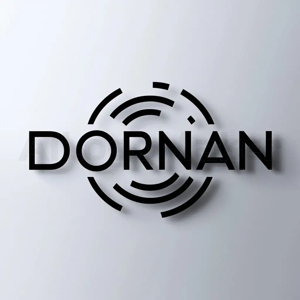a logo design,with the text "DORNAN", main symbol:lens for camera,Minimalistic,be used in Technology industry,clear background