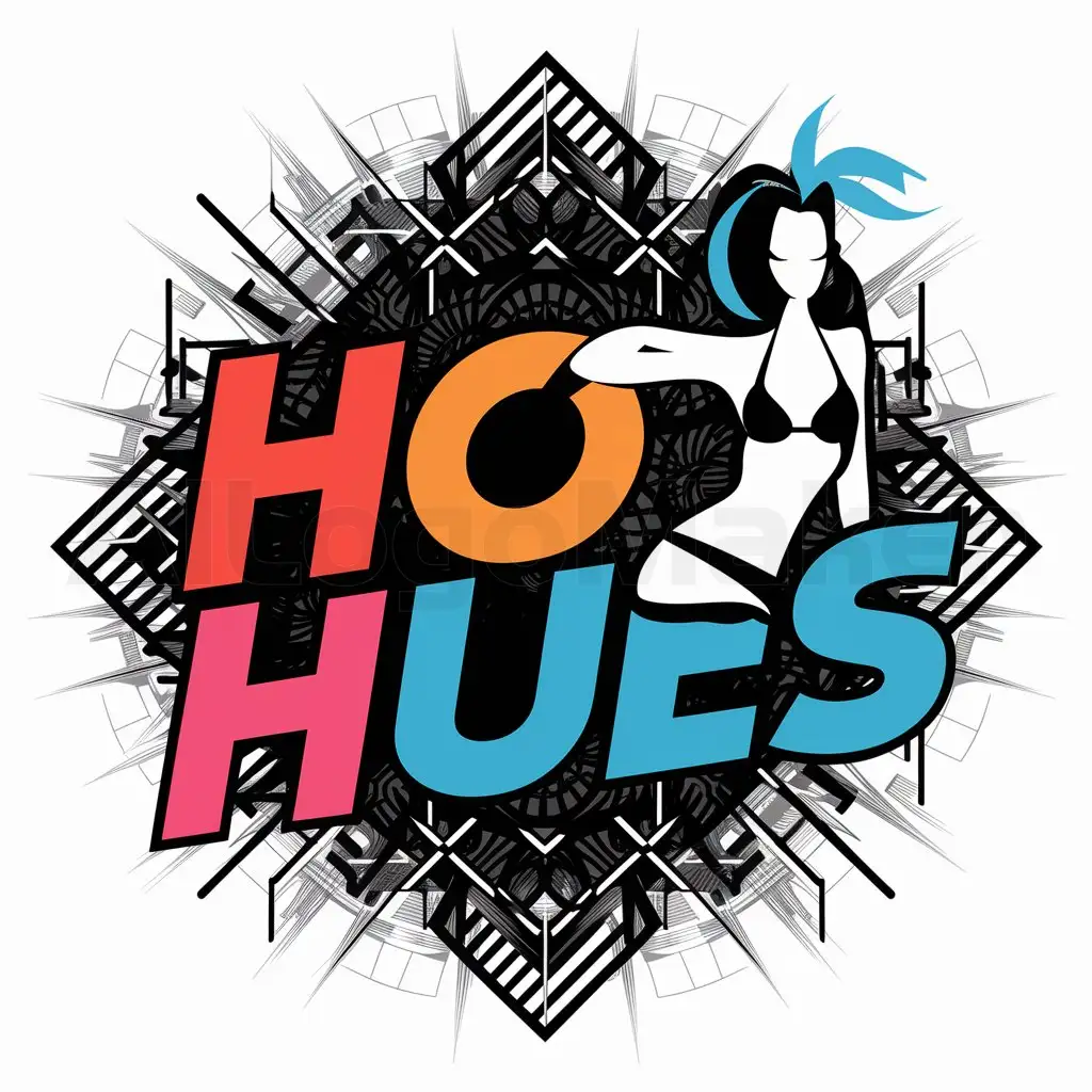 a logo design,with the text "Hot Hues", main symbol:A logo for a page which showcases women in bikini.,complex,clear background