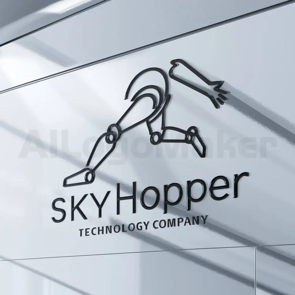 a logo design,with the text "SkyHopper", main symbol:thigh robot,Moderate,be used in Technology industry,clear background