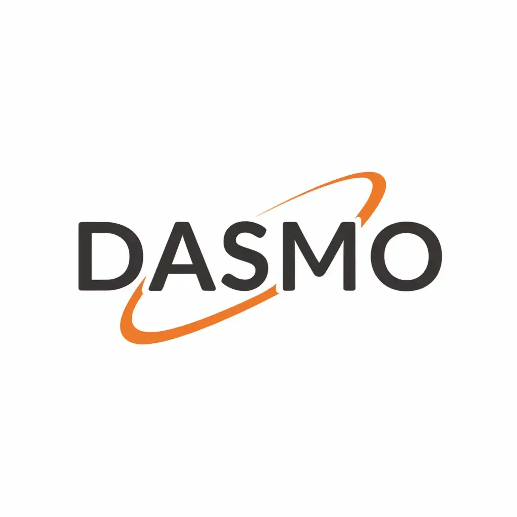 a logo design,with the text "DASMO", main symbol:"modern, minimalist script ,
Predominantly black or gray, open to accent colors such as a light orange.
Additional symbol or emblem desirable,
Modern, classic, minimalist, professional,
 Should communicate values: reliability, professionalism, success, modernity, and futurism
 A creative and concise slogan that enhances our brand identity,
 online trade.  brands in the food, feed, garden supplies, and hardware store sectors.
  DASMO will be the overall brand just like Nestle or Procter & Gamble for example.
 have a short, clean, and futuristic name.
 flags bearing the DASMO logo flutter at the entrance and a lit-up billboard displays the logo.  optimized, tidy atmosphere;  stylish and clean,",complex,be used in Others industry,clear background