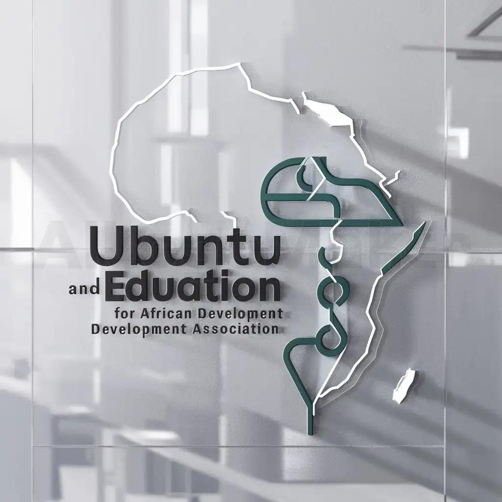 a logo design,with the text 'Ubuntu and Education for African Development Association', main symbol:Create a logo that embodies the Ubuntu philosophy, emphasizing community, interconnectedness, and support. Use the shape of the African continent as the base, and incorporate elements that represent unity and education., Minimalistic,be used in Education industry,clear background