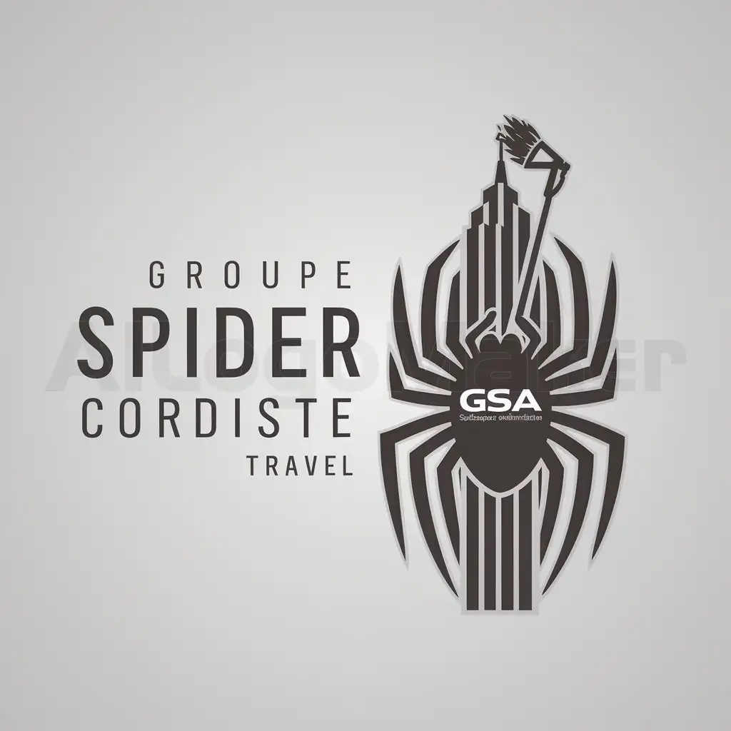 a logo design,with the text "Groupe spider cordiste", main symbol:Skyscraper cleaner, spider, GSA,Moderate,be used in Travel industry,clear background