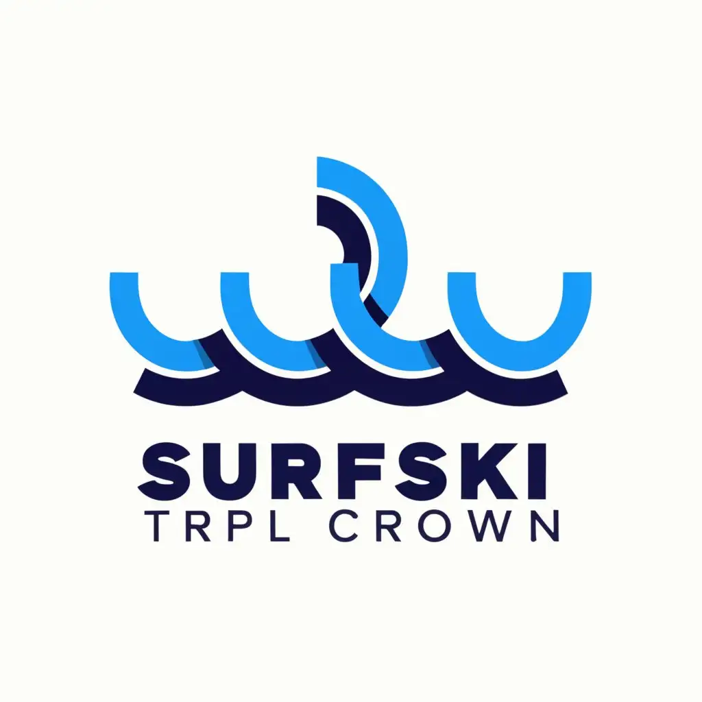 a logo design,with the text "Surfski TRPL Crown", main symbol:Three wavey lines in parallel,Minimalistic,be used in Sports Fitness industry,clear background