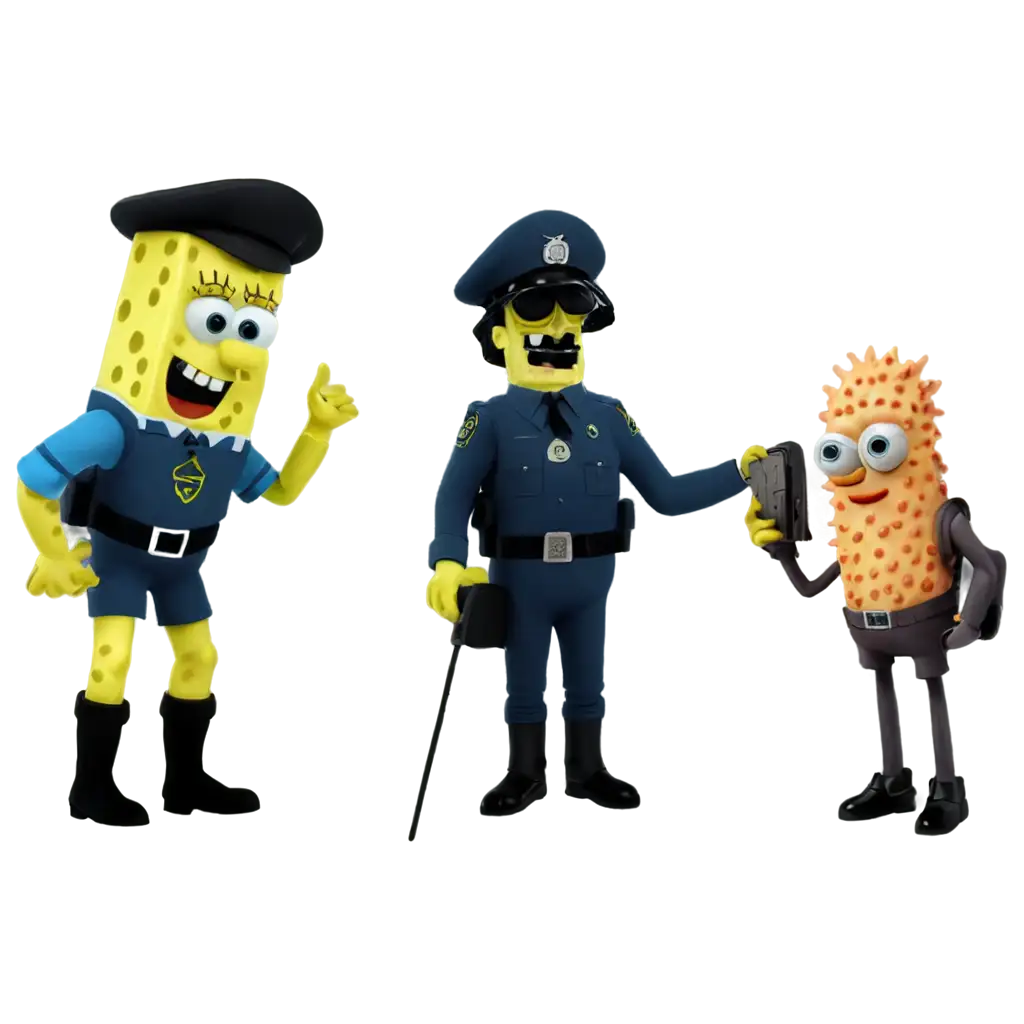 Spongebob with police suit with patric
