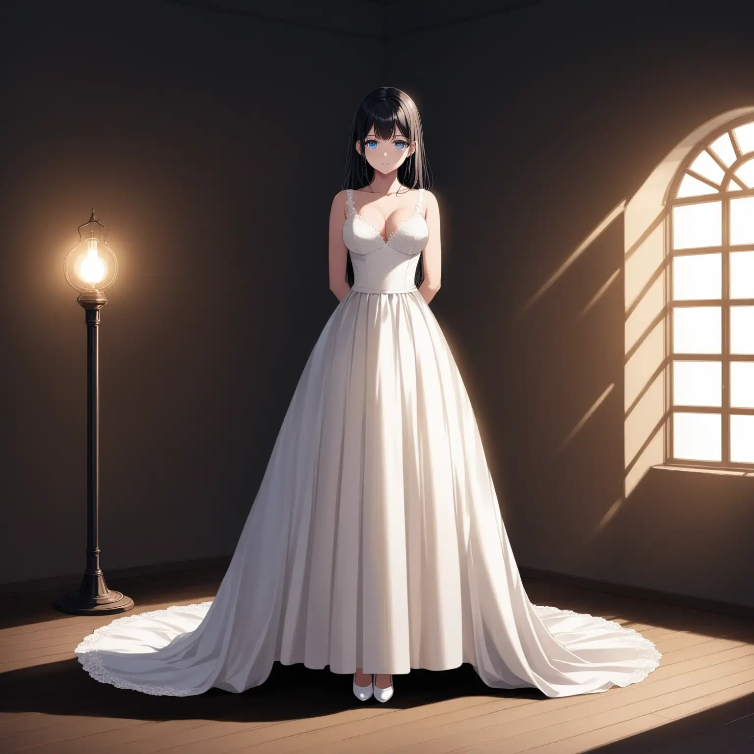 Ethereal Bride in Sleeveless Satin Wedding Dress