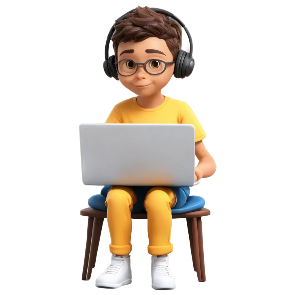 programmer child
 illustration sitting 
