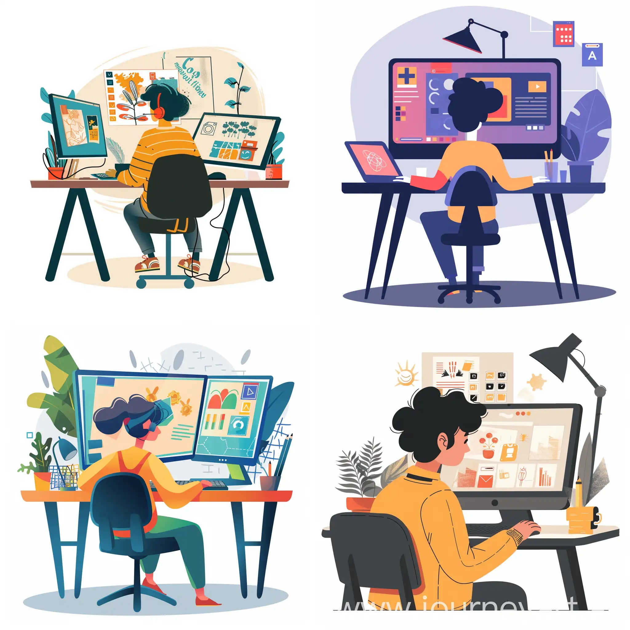 Happy-Person-Working-at-Computer-with-AI-and-Photoshop-Icons