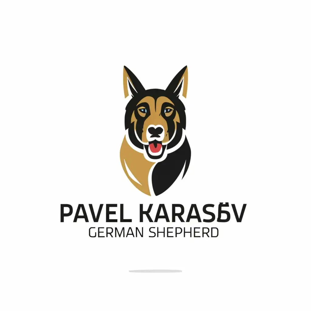 a logo design,with the text "Pavel Karasёv", main symbol:German Shepherd,Minimalistic,be used in Home Family industry,clear background, 