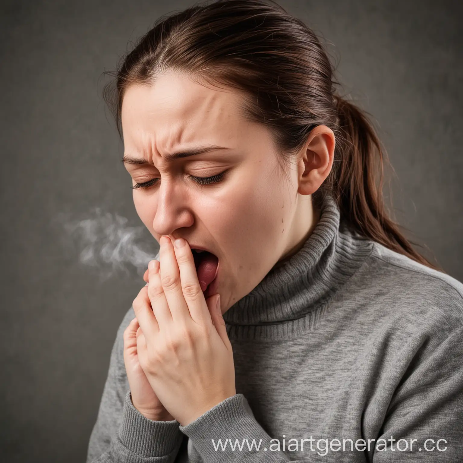 Unwell-Individual-Coughing-with-Phlegm