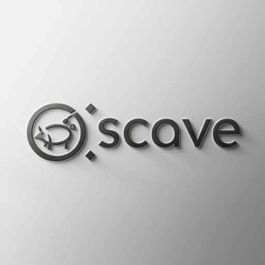 a logo design,with the text "scave", main symbol:pig/hole,Minimalistic,be used in Internet industry,clear background