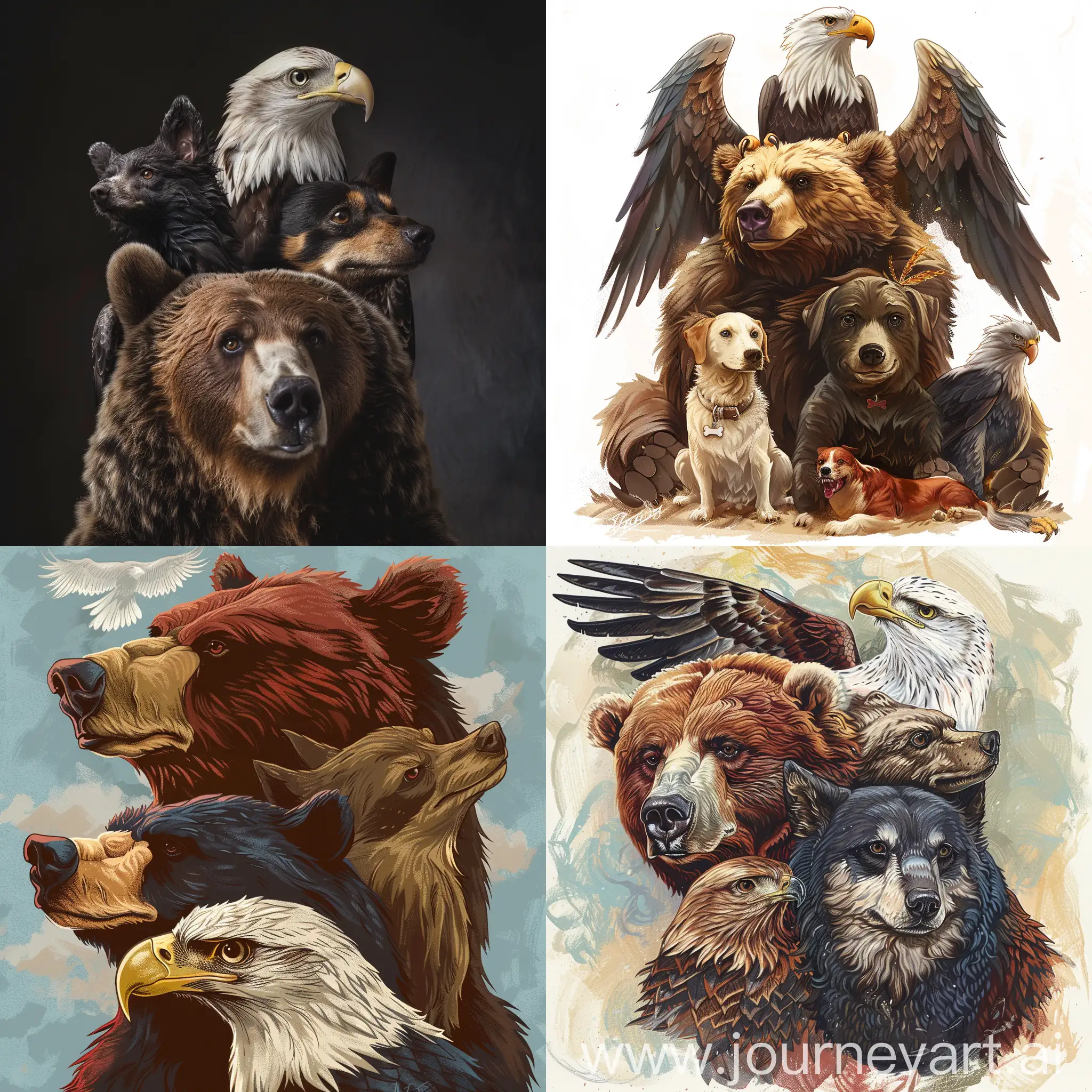 mix a bear, an eagle and a dog
