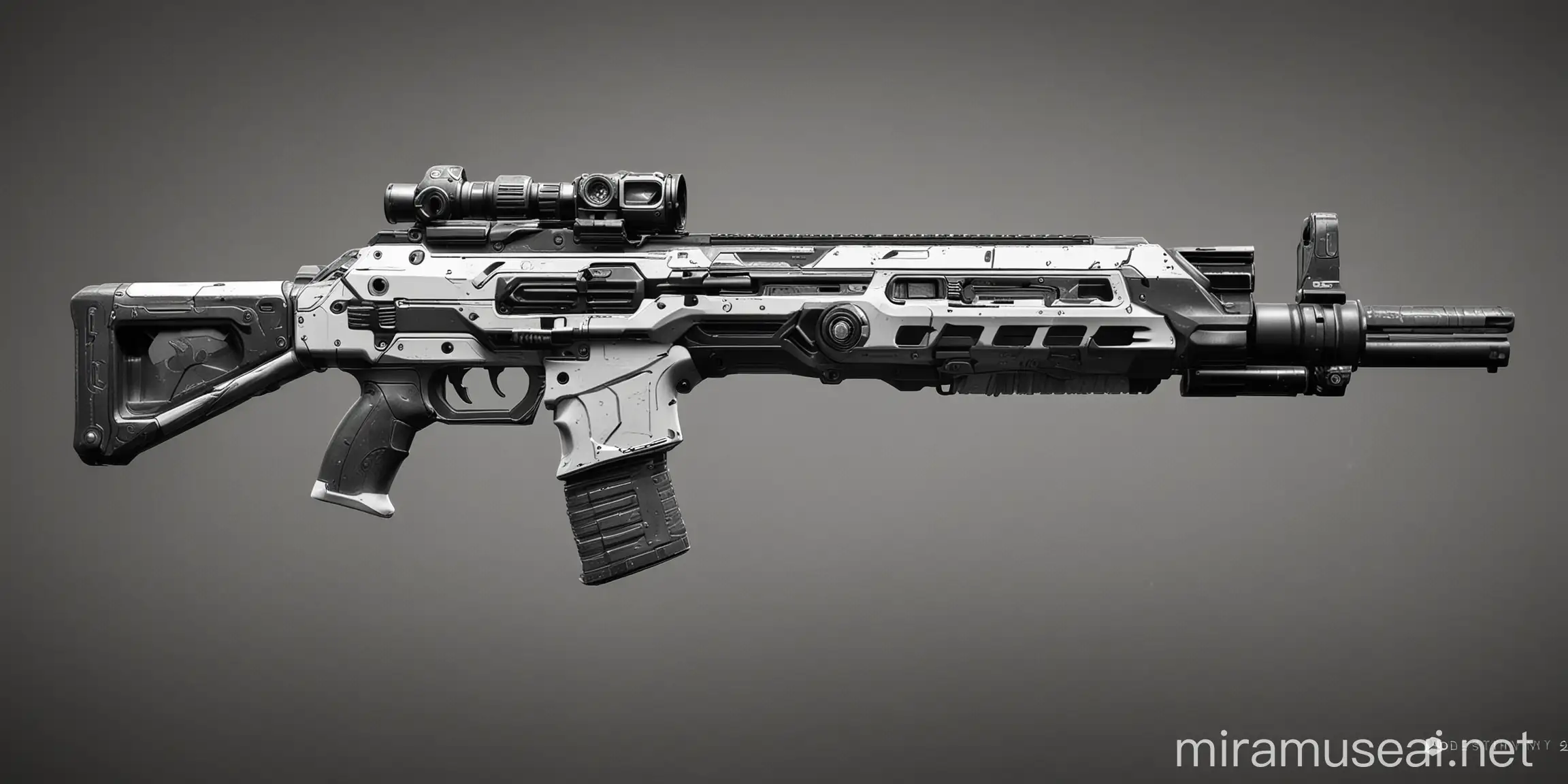 Futuristic Black and White Destiny 2 Assault Rifle