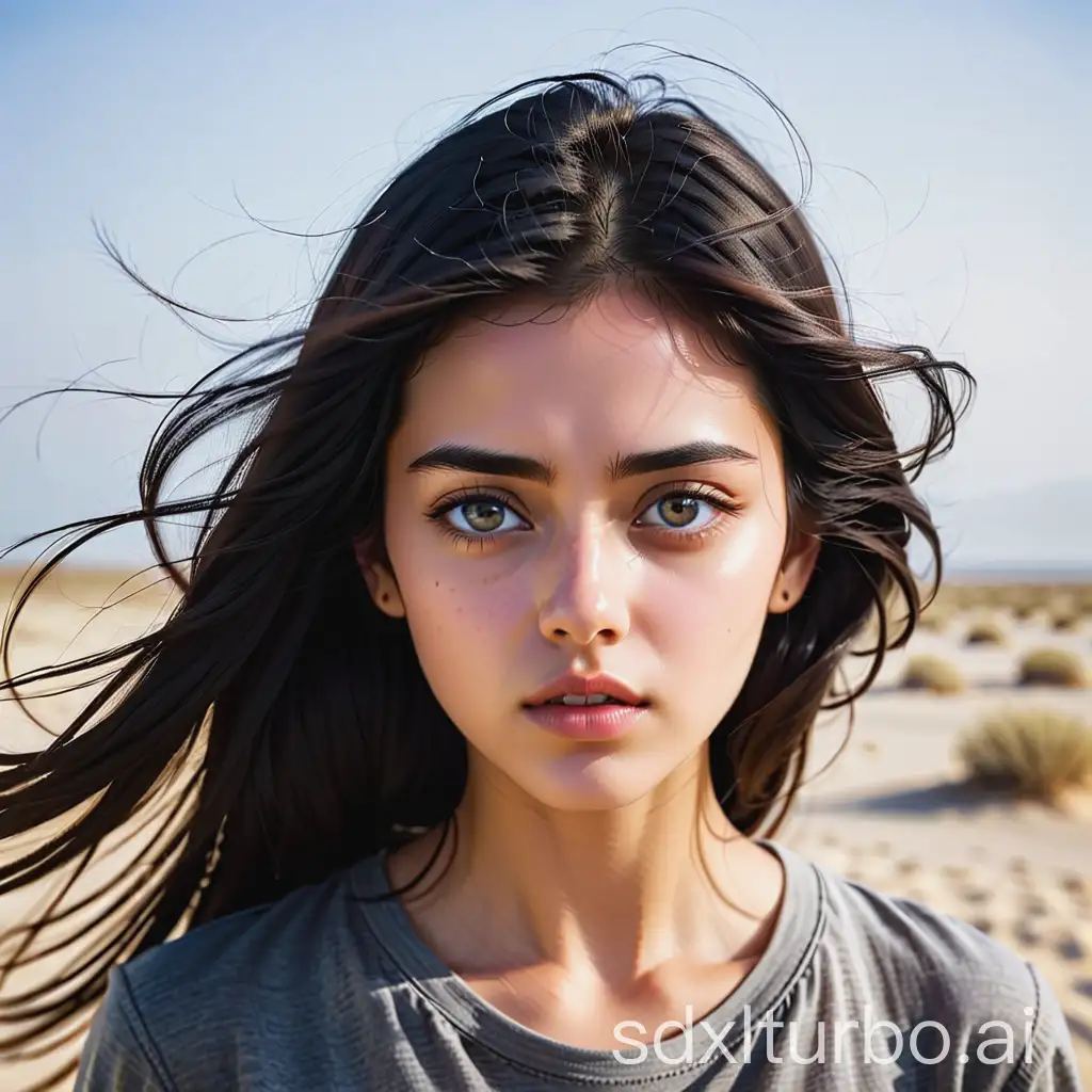 Upset-Young-Woman-with-Windblown-Dark-Hair