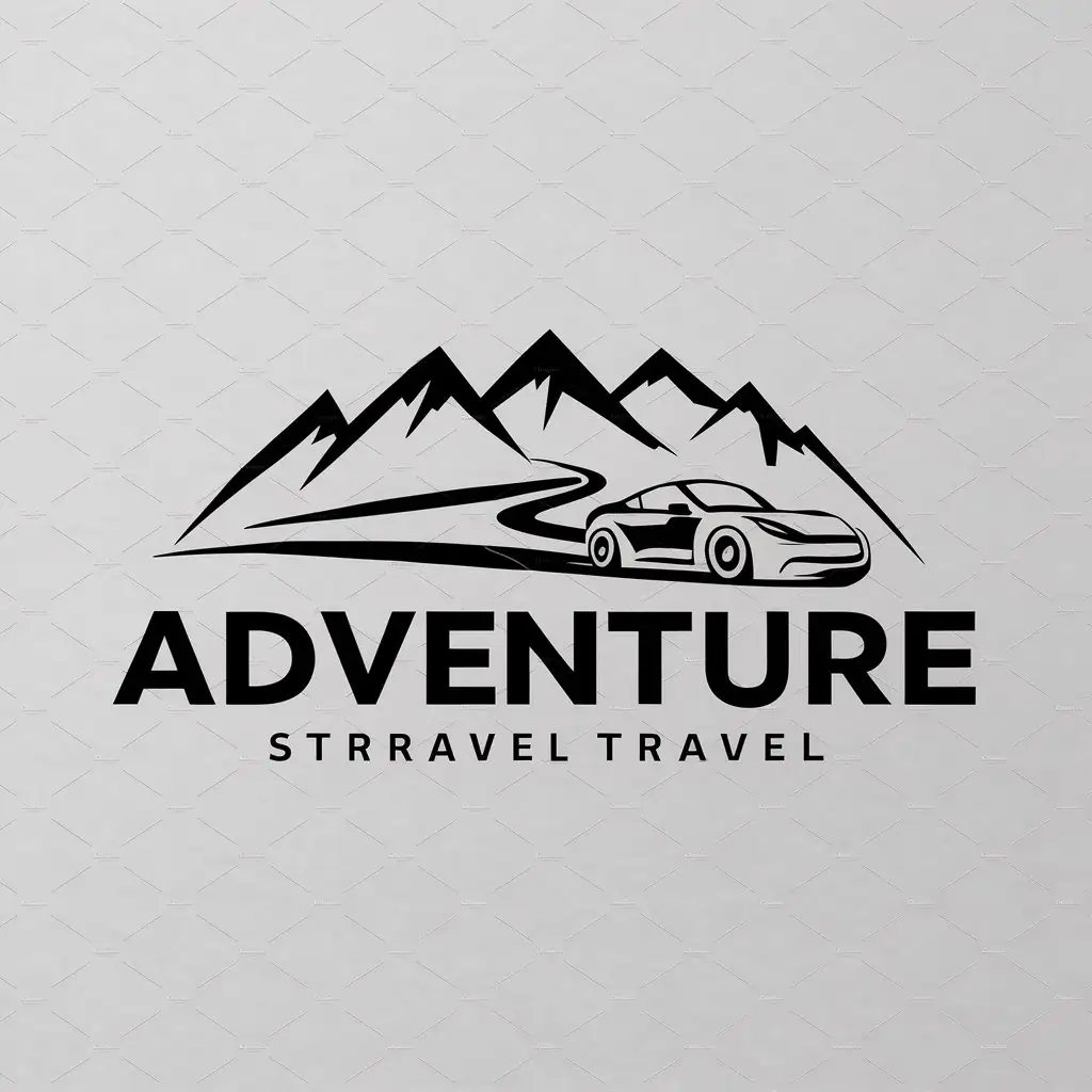 a logo design,with the text "adventure", main symbol:car and mountains,Moderate,be used in Travel industry,clear background