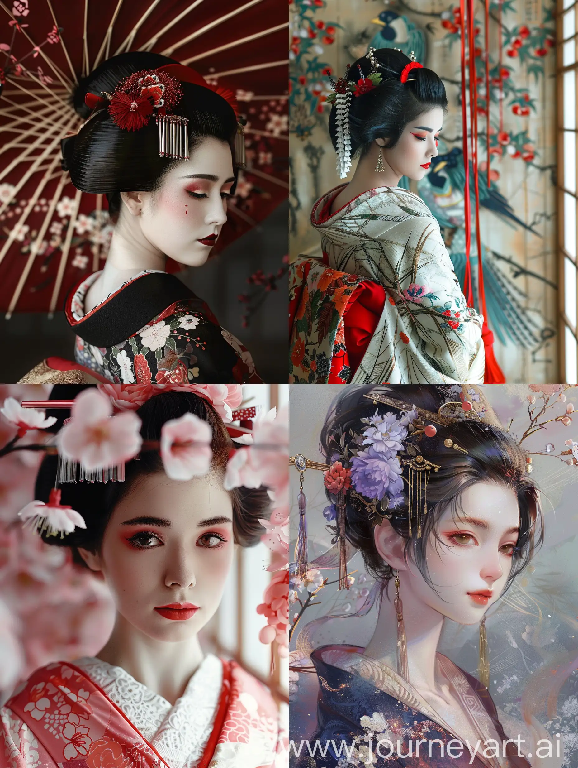 Beautiful-Geisha-in-Traditional-Attire-and-Makeup