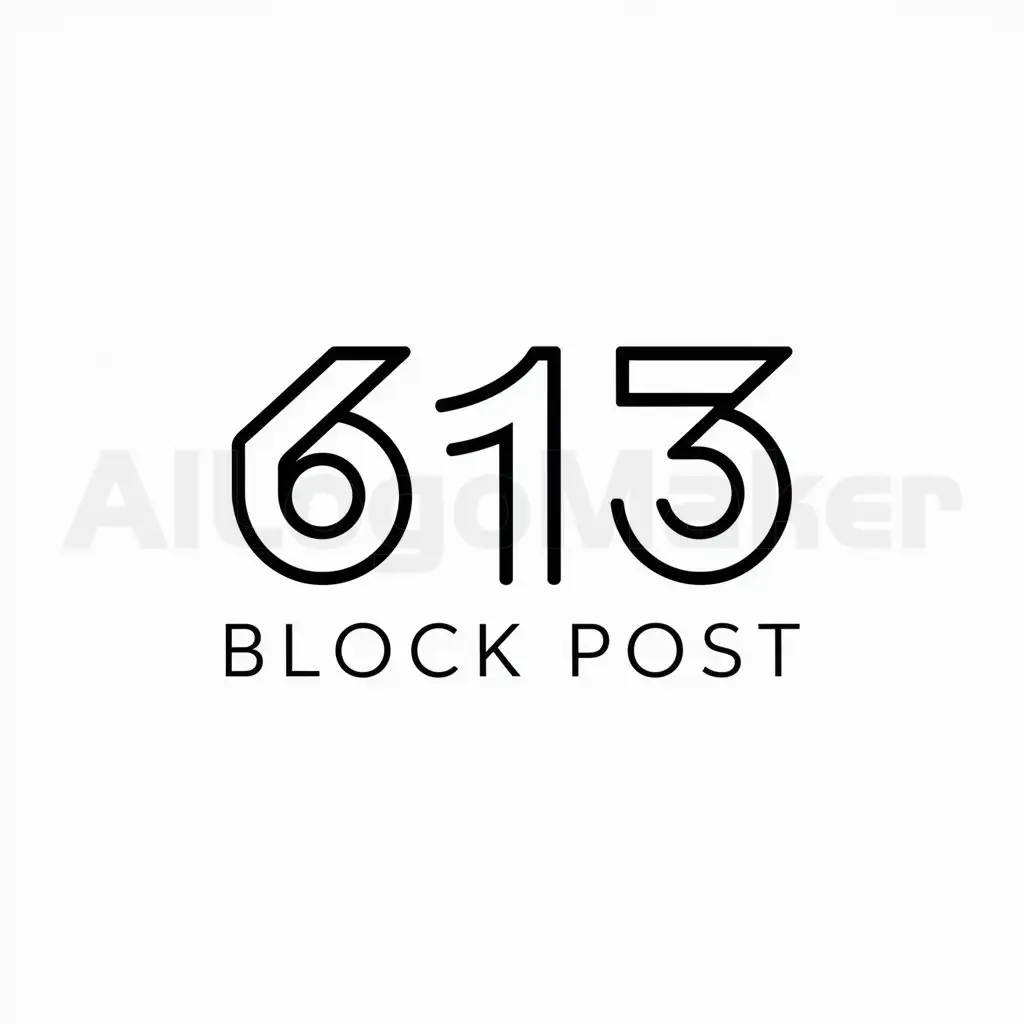 a logo design,with the text "613 block post", main symbol:613,Minimalistic,be used in Education industry,clear background