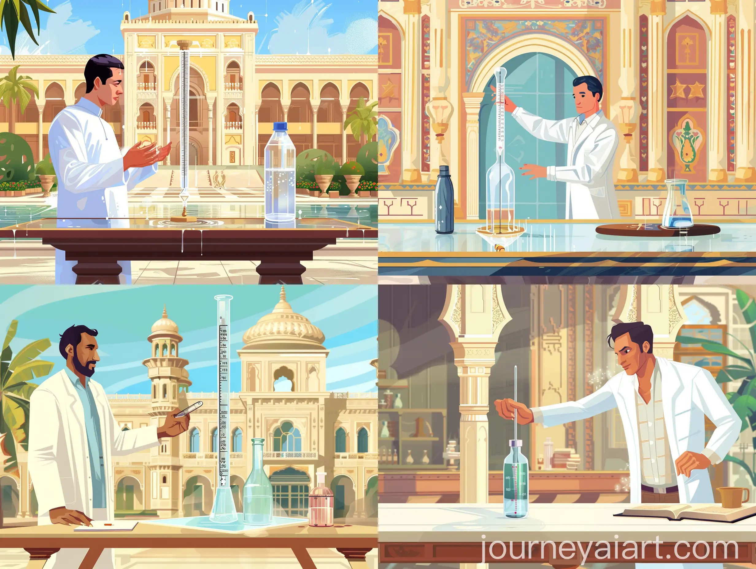 Scientist-Demonstrating-Thermometer-Principle-in-WesternStyle-Palace