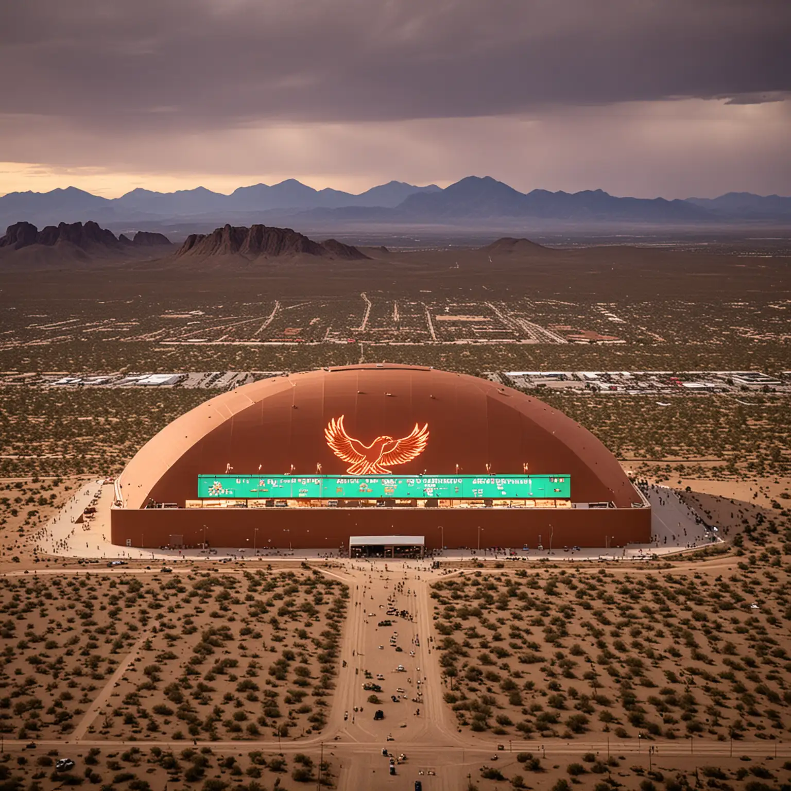 Desert Football Stadium with Neon Phoenix Monday Night Game