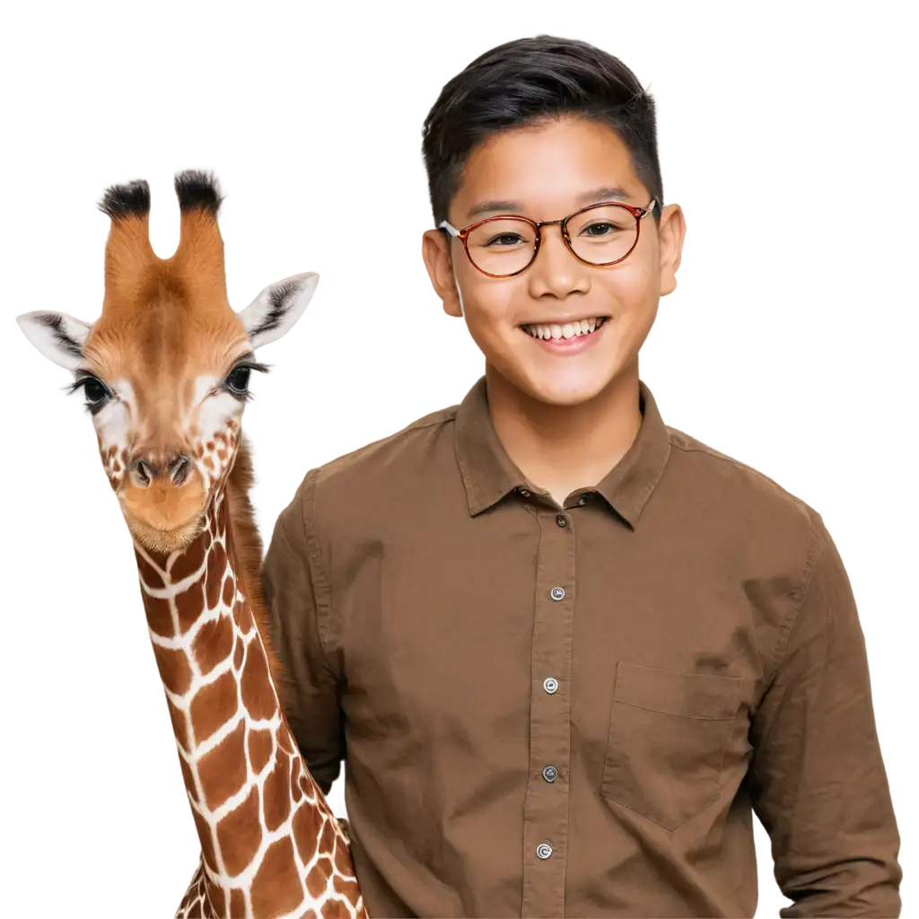 Smiling-Asian-Boy-with-Glasses-and-Giraffe-PNG-Capturing-Joy-and-Wonder