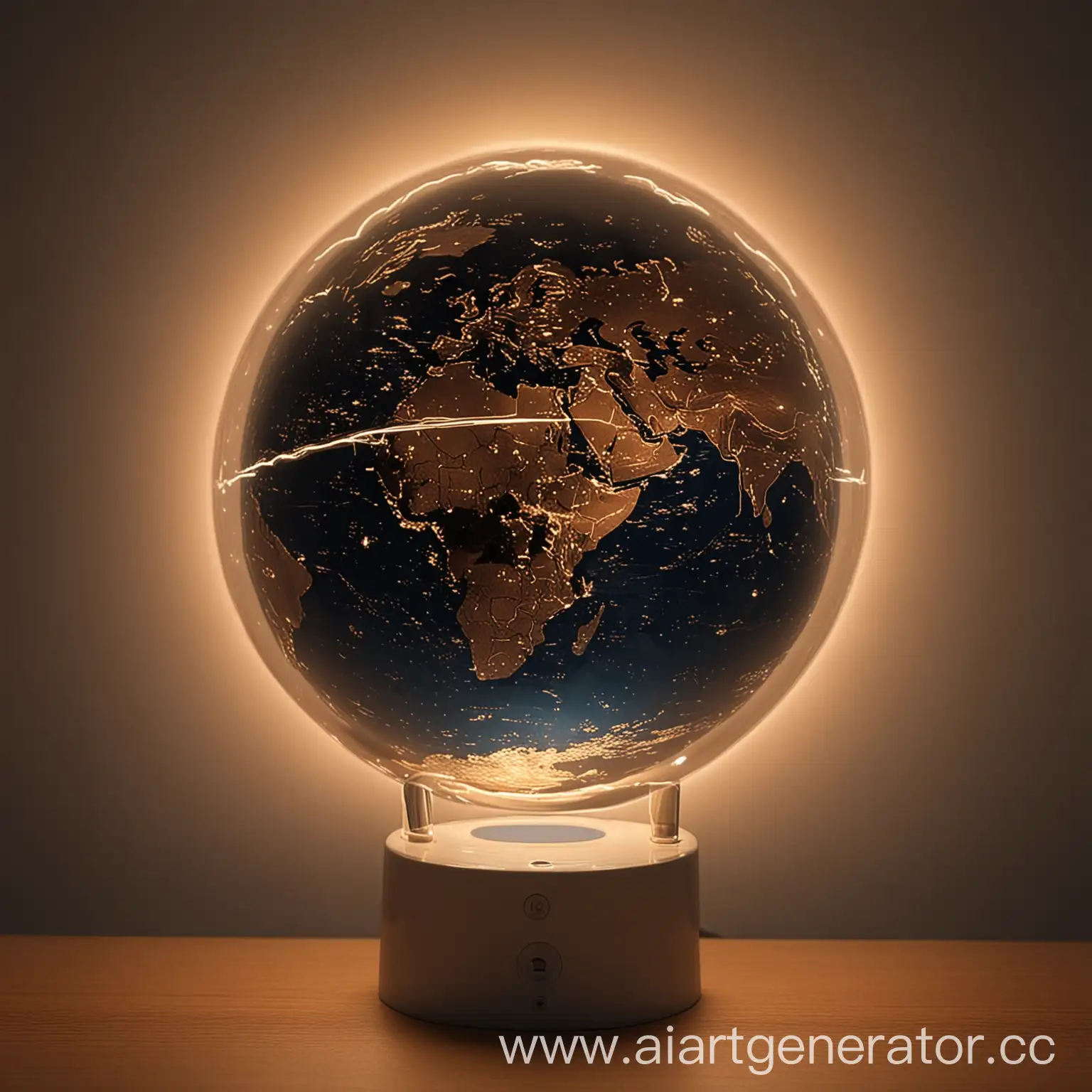 Planetshaped-Night-Light-Illuminating-a-Dark-Room