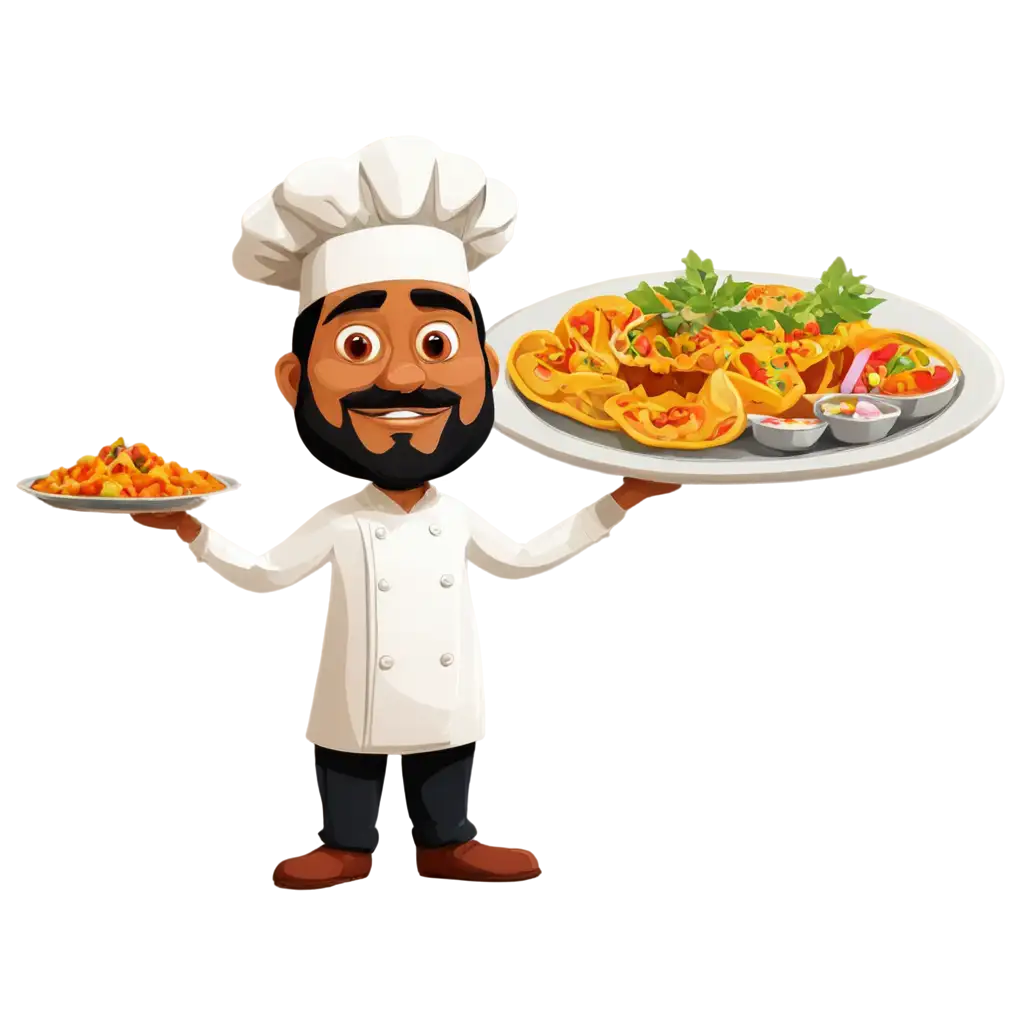 Cartoon-Chef-with-Indian-Food-in-Plate-PNG-Image-Fun-and-Flavorful-Illustration