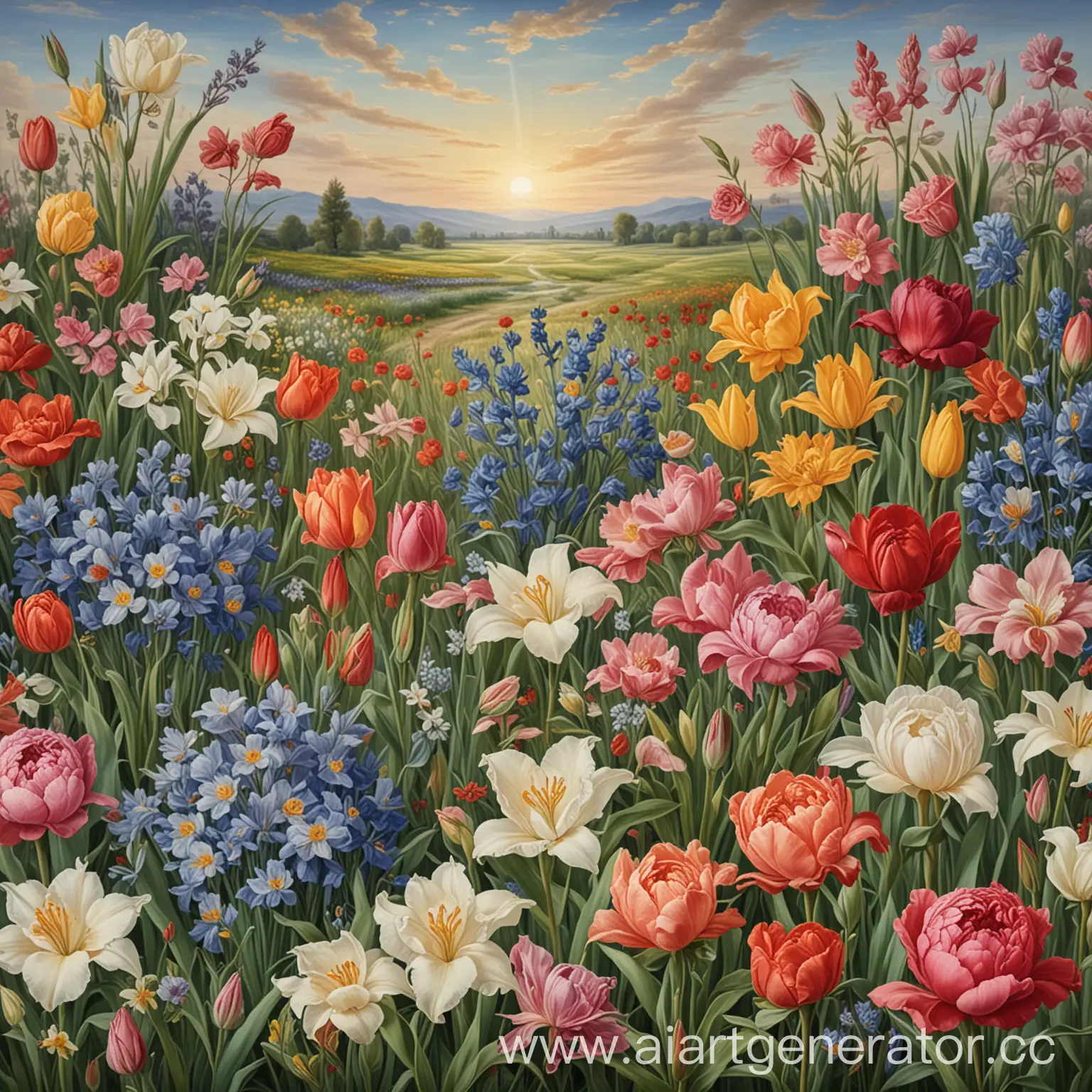 Colorful-Meadow-Symbolism-of-Flowers-with-Roses-Irises-Peonies-Tulips-and-Lilies