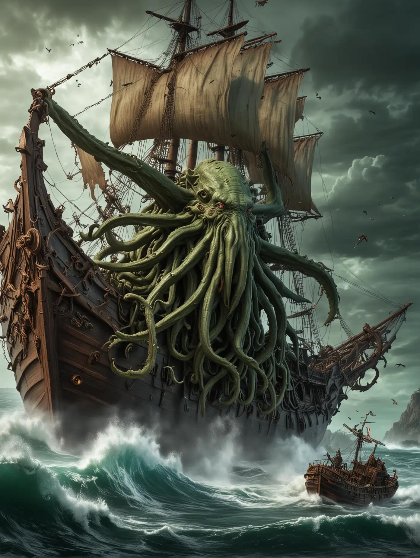 Massive-Cthulhu-Attacking-an-Ancient-Galleon-Epic-Battle-Scene