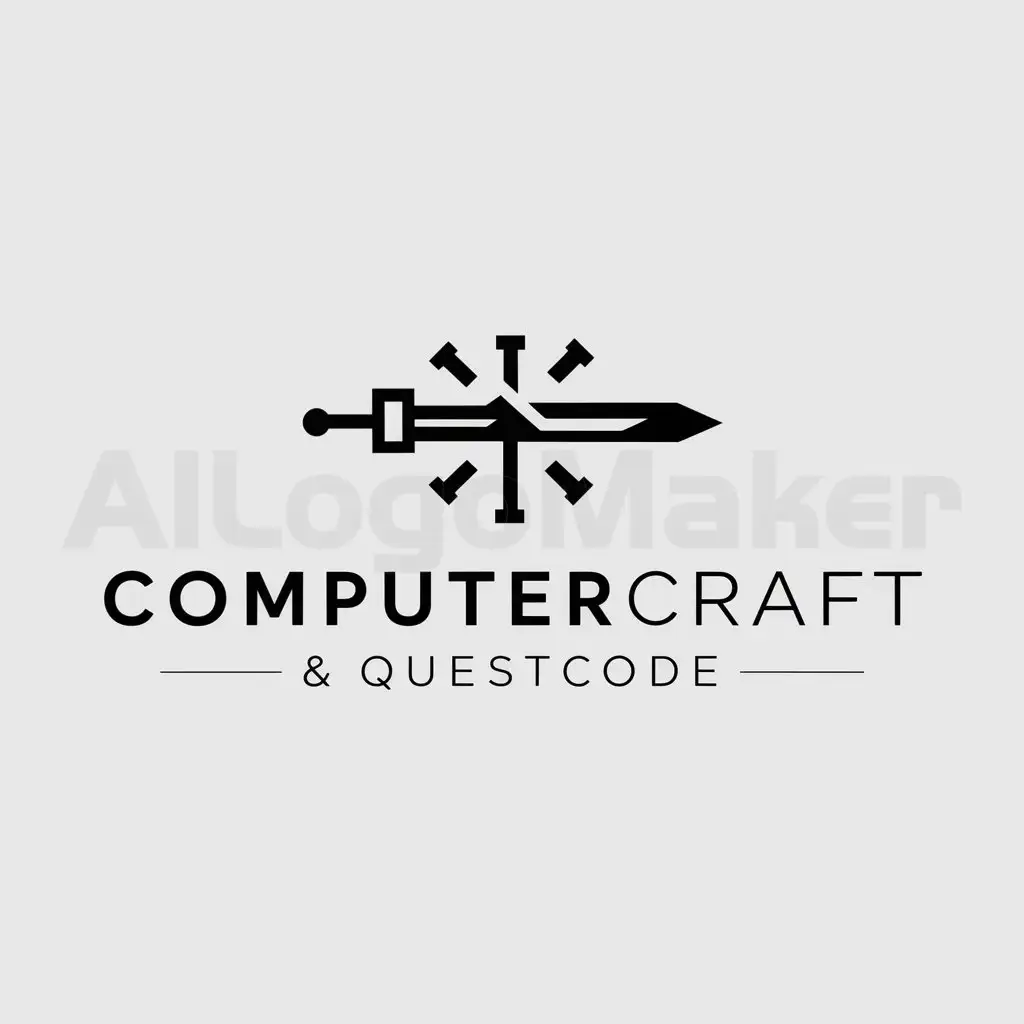 a logo design,with the text "ComputerCraft & QuestCode", main symbol:hardware tool and sword,Moderate,clear background