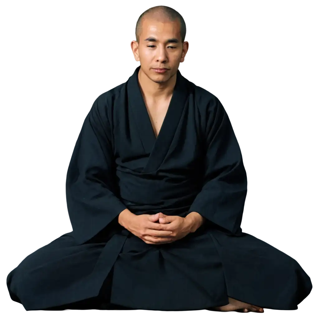 Zen-Master-in-Deep-Contemplation-PNG-Image-of-Monk-Sitting-Zazen