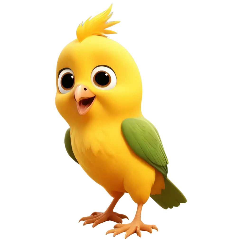 cute yellow bird cartoon, disney 3d character
