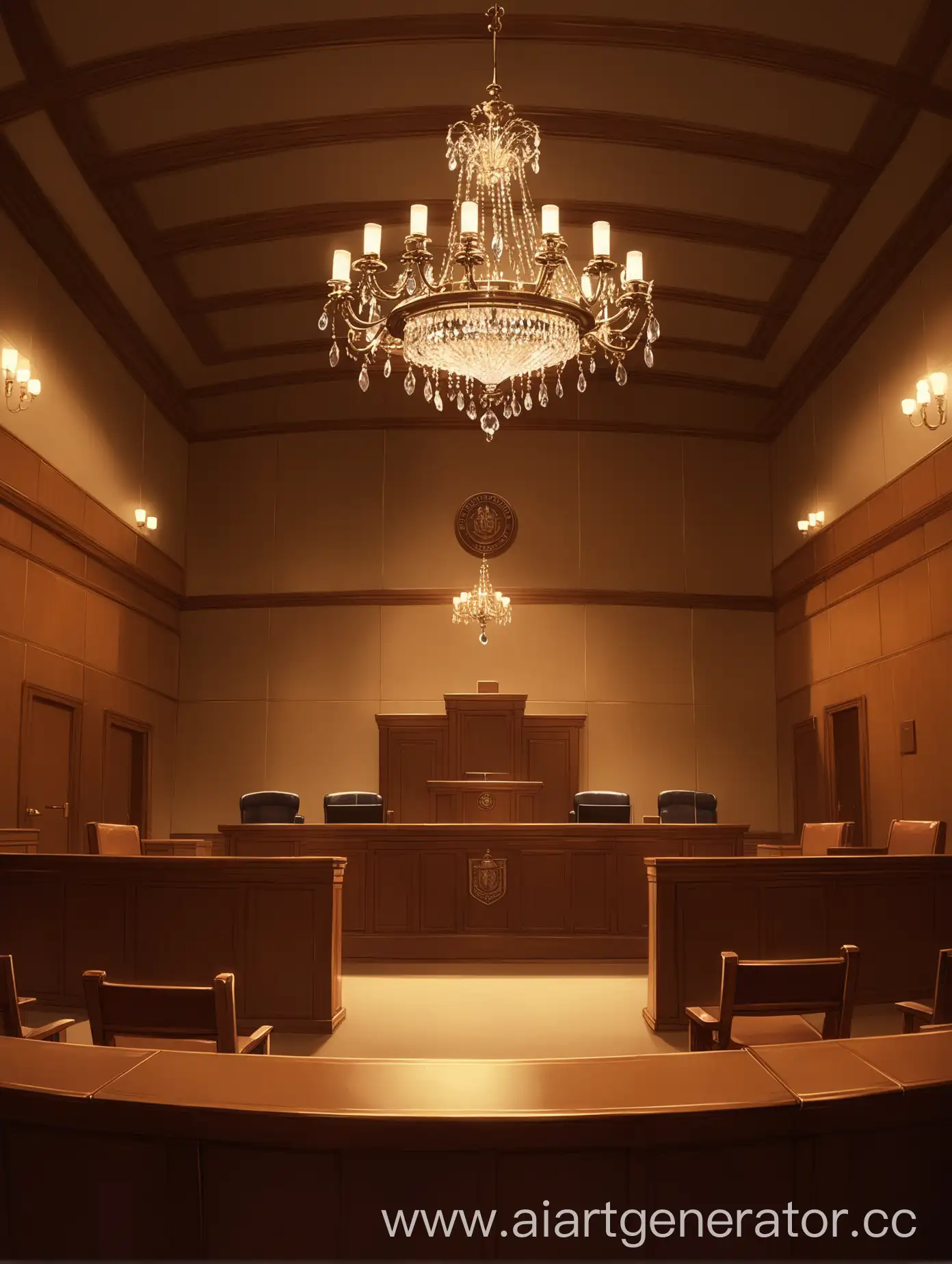 Empty-Courtroom-with-Crystal-Chandelier-in-Warm-Tones