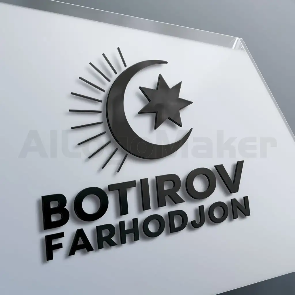 a logo design,with the text "Botirov Farhodjon", main symbol:Islam,Moderate,clear background