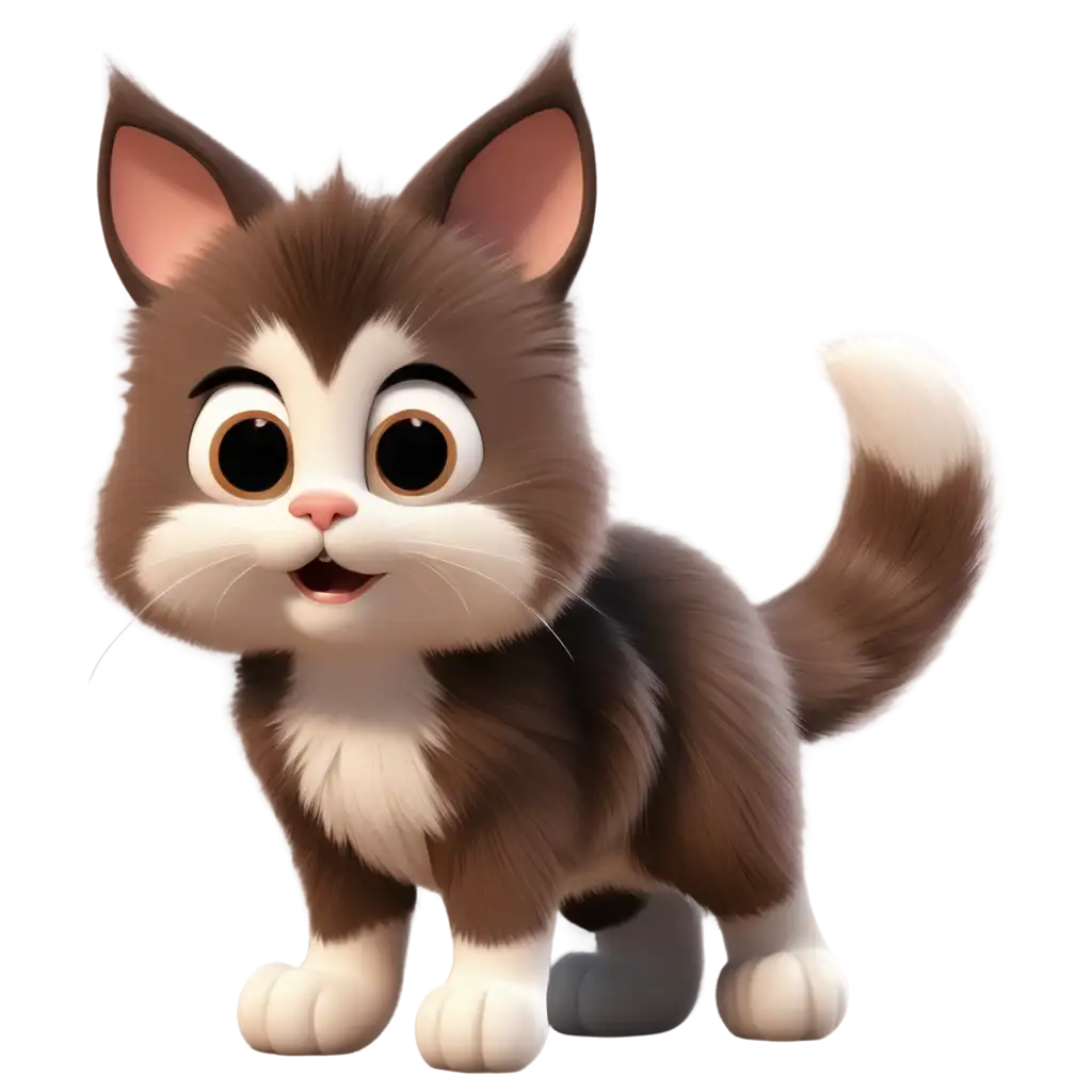 fluffy calico kitten 3d cartoon 
